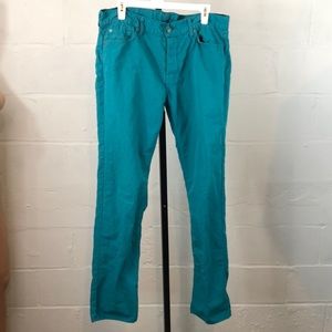7 For All Mankind Standard Straight Leg Pants Size 36 Button Fly Teal #f12
